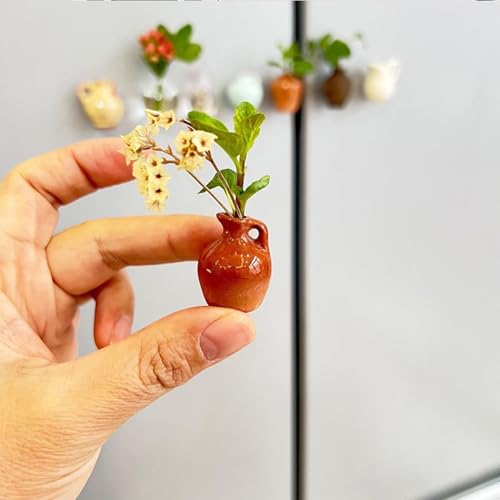 Soporte realista para plantas con mini jarrón de cerámica e imán 7
