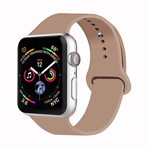 VATI Sport Band Compatible for Apple Watch Band 42mm 44mm, Soft Silicone Sport Strap Replacement Bands Compatible with 2019 Apple Watch Series 5, iWatch 4/3/2/1, 42MM 44MM S/M (Walnut)
