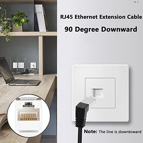 GELRHONR Ethernet Panel Mount cable, 90Degree RJ45 Male to Female Extension Cable CAT5e/5 Shielded Network LAN Extender Cord for Desk, Wall, Chassis Panel-Black (2M)