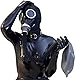GREEFEI Latex Schwarze Gasmaske,Gummi Vollmaske Unisex Reißverschluss Rückseite,Halloween Kostümzubehör Cosplay Partykostüm M