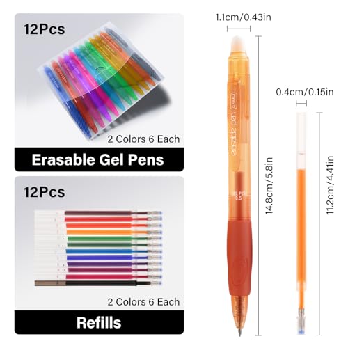 EUSOAR Bolígrafo Borrable Multicolor 12 Unidades con Recargas miniatura 2
