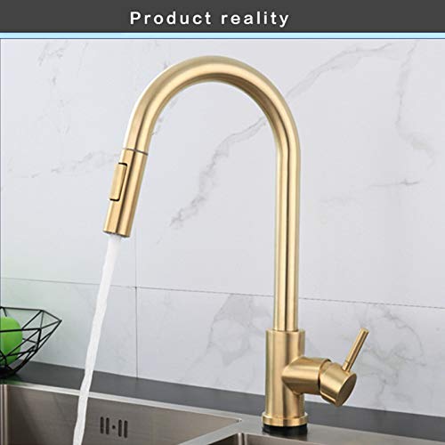 Mitigeur à arc élevé en acier inoxydable premium et finitions luxe blanc et gold