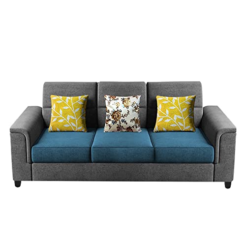 Image of Braxton Stacy 3 Seater Sofa Set for Living Room | Color - Turquise Grey