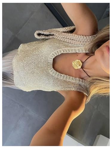 Floerns Women's Going Out Sleeveless Knitted Sweater Vest Sparkly Sequin Tank Tops4