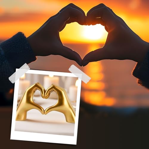 Estatua de Manos en Forma de Corazón Dorada para Decoración miniatura 6
