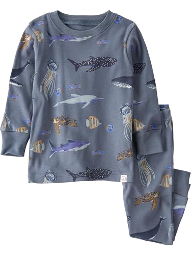 little planet by carter's Baby 2-Piece Pajamas Made with Organic Cotton, Deep Blue Sea Print, 2T