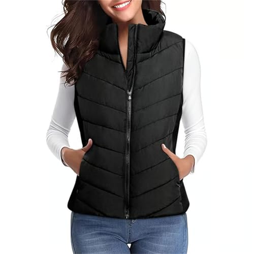 Cozy Without Bulk: Puffer Vest Women Sleeveless Zip up Outerwear, Micrscopic Casual Sleeveless Stand Collar for Women