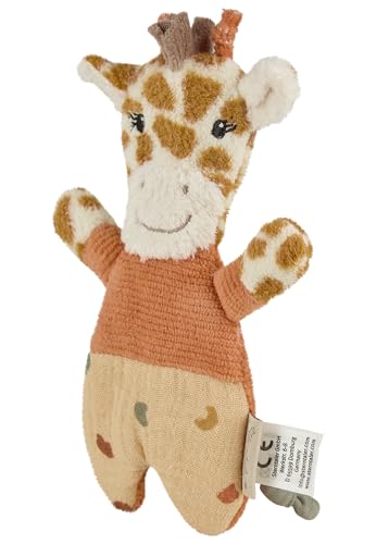 Sterntaler Knistertier Giraffe Kaya - Kuscheltier aus weichem Musselin und Cordstoff - Baby Spielzeug zum Kuscheln, Entdecken und Spielen, mattgelb