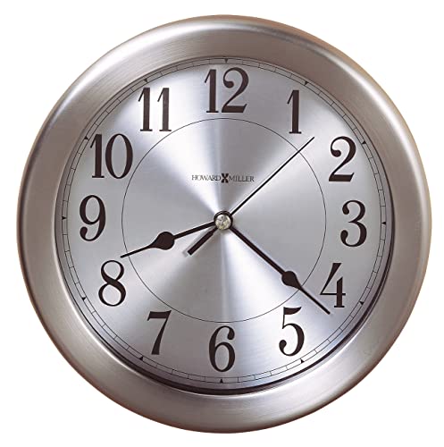 Howard Miller Pisces Wall Clock 625-313 - 8.5-Inch Round Brushed Nickel-Finished Case, Modern Home Decor, Quartz Movement, 3-Point Secure Mount System