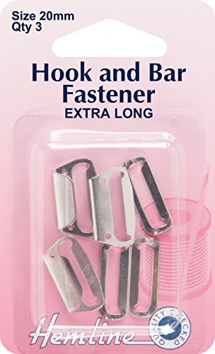 Hemline Extra Long Hook & Bar Fasteners Silver