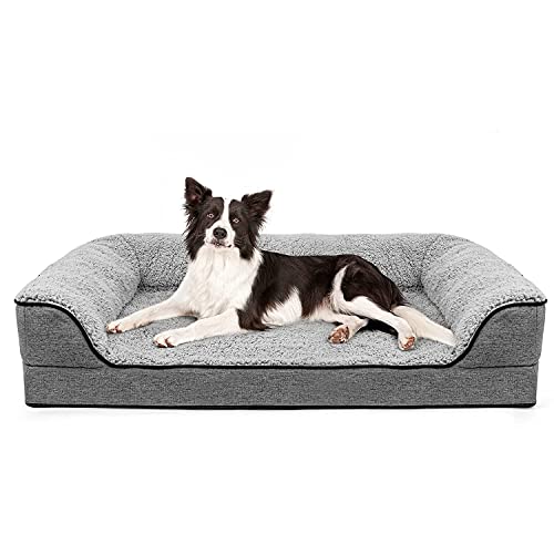 4_Orthopedic Large Dog Bed, Washable Pet Sofa Bolster Bed with Removable Cover & Orthopedic Foam, Large Dog Beds for Dogs Under 60 lbs