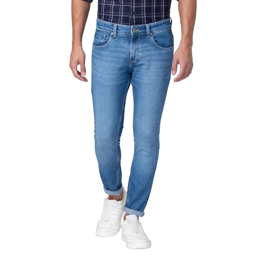Image of Spykar Men's Mid Rise Slim Jeans (ECKN-01BB-082 Light Blue 34)