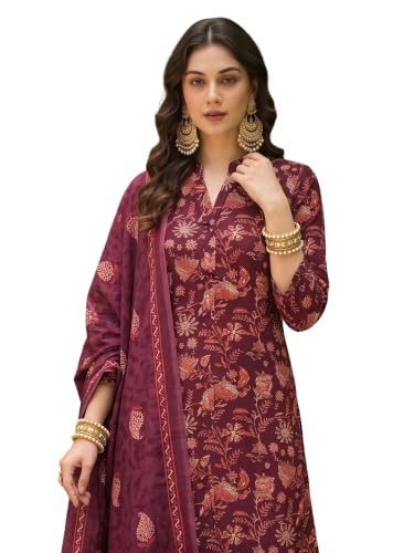 Image of Vaamsi Women's Floral Printed Straight Kurta Pant With Dupatta Set | kurta sets for woman
