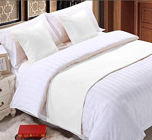 Craft Bedding 800 Thread Count Solid 1 Piece 18" Bed Runner Scarf Protector Slipcover Bed Decorative Scarf (Queen (90 X 18), White)