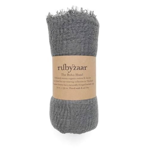 The Boho Shawl - Fringed Eyelid Edge - Charcoal Color by Ruby Zaar2