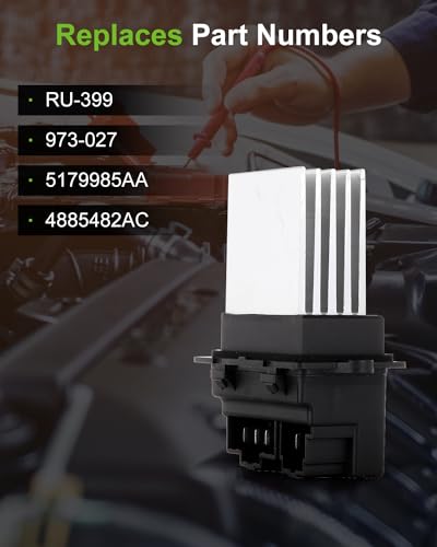 Image of SCITOO HVAC Blower Motor Resistor Fit for Chrysler Pacifica /Town Country /Voyager, for Dodge Caravan /Durango /Grand Caravan /Nitro, for Jeep Commander /Liberty RU-399 Air Conditioning Regulator