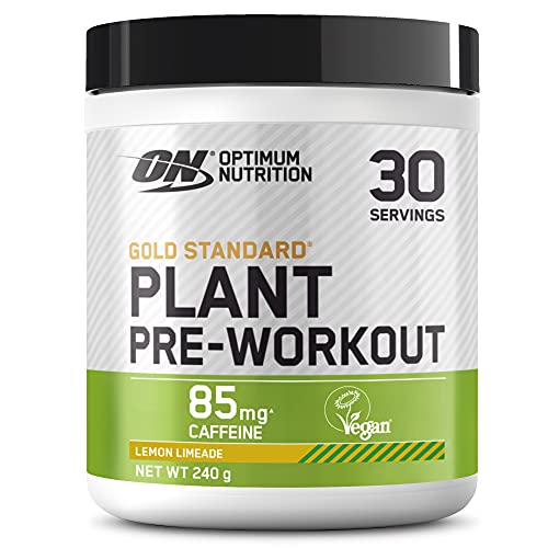 Optimum Nutrition Gold Standard aquecimento vegetal, pó de origem vegetal com cafeína, complemento alimentar vegan para homens e mulheres, sabor limão limão, 30 porções, 240 g