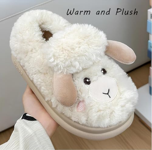 Cute Animal Slippers for Women Men Winter Warm Memory Foam Fuzzy Slippers Comfy Fluffy Slippers Non-slip Plush Slippers Cartoon Sheep Slippers Cotton Home Slippers Indoor Outdoor Shoes3