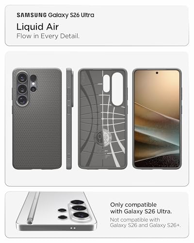 Image of Spigen for Galaxy S26 Ultra Case, Liquid Air [No Magnet Ring] [Military-Grade Protection] - Marble Gray