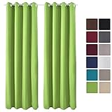 [page_title]-Beautissu 2er Set Gardine Thermovorhang Amelie 140x245 cm Ösen-Schal Vorhang Blickdicht & Verdunkelung - isolierende Thermogardine Ösenaufhängung Grün