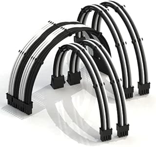 LINKUP - 30cm PSU Cable Extension Sleeved Custom Mod GPU PC Braided w/Comb Kit1 x 24 P (20+4)2 x 8 P (4+4) CPU2 x 8 P (6+2) GPU set300mm - Blue