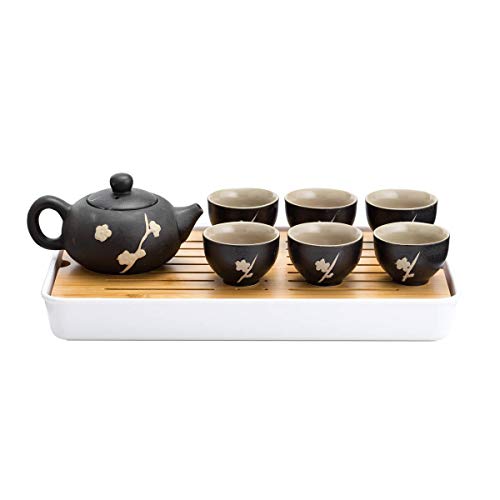 TJ Global Chinese/Japanese Ceramic Tea Set, 100% Handmade Traditional Tea Ceremony Set