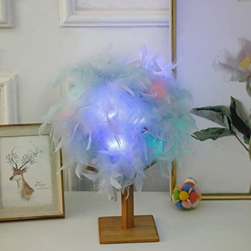 Larryhot Long Blue Feather Boa - 2Yards 75G Colorful 20 Led Lights Boas For Party,Wedding,Halloween Costume,Christmas Tree And Home Decoration (Light Blue) #TOP4