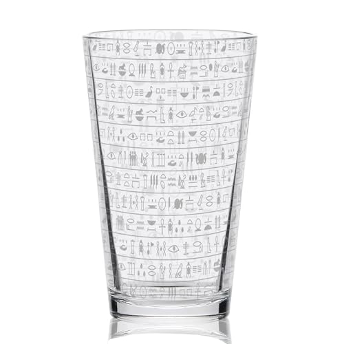 EGYPTIAN HIEROGLYPHICS Engraved Pint Glass | Science History Archaeology Pyramids