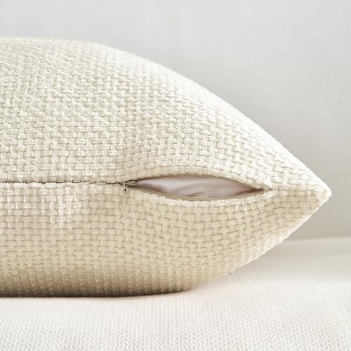 Topfinel Kissenbezug 45x45 Creme 4er Set Chenille Kissenbezüge Kissenhülle Sofakissen Dekokissen Zierkissenhülle Dekokissenbezug Rattan… – Ansicht 3