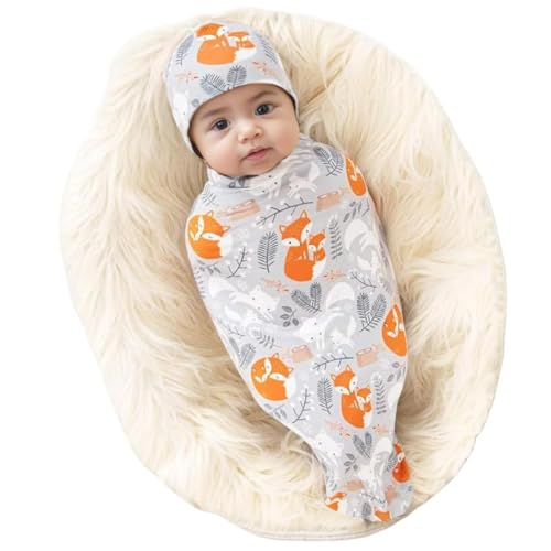 Image of Galabloomer Newborn Receiving Blanket Headband Set Baby Flower Swaddle