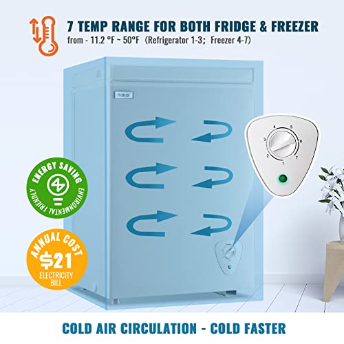 Wanai Chest Freezer Freestanding Deep Freezer 3.5 Cu Ft With Storage Basket And Adjustable Feet Top Open Door Small Compact Freezer Adjustable Thermostats For Garage Dorm Kitchen Office Business #TOP1