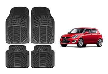 RS Enterprises Carpet Floor/Foot 4D Rubber Mats for Maruti Suzuki Swift 2015 Car Black