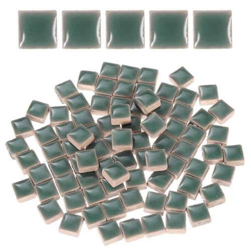 uxcell 100g Square Mosaic Tiles, Colorful Ceramic Mosaic Tiles for Crafts Bulk Mosaic Supplies for Home Decoration Art Crafts DIY Projects, 0.4 x 0.4Inch, Green