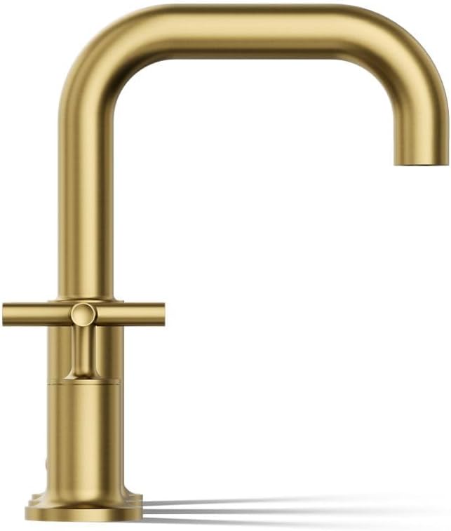 Kohler T14428-3-2MB Purist Deck-Mount High-Flow Bath Faucet Trim with Cross Handles, Valve Not Included, Vibrant Brushed Moderne Brass