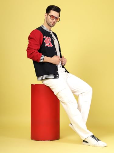 Image of Rigo Varsity Jacket for Men | Streetwear Varsity Jacket | Puff Print Varsity Jacket | Oversized Varsity Jacket for Men