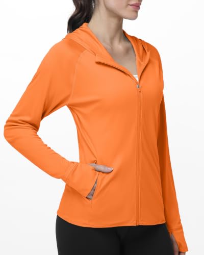 Roadbox Women’s Sun Protection Hoodie Jacket, UPF 50+ SPF Lightweight Long Sleeve Full Zip Workout Shirts for Hiking Running