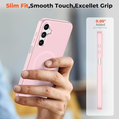 Image of SUPFINE Magnetic for Samsung Galaxy A16 5G Case with Screen Protector, (Built-in Magnets) (Military Grade Drop Protection) Slim Translucent Shockproof Phone Case,Pink