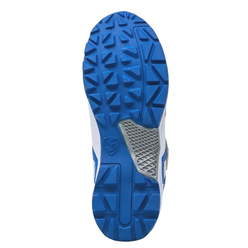 Image of SG Unisex-Child Century 6.0 Rubber Spikes Cricket Shoes, White /Royal Blue /Orange