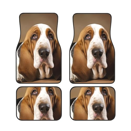 Tapis de sol voiture universels Basset Hound - Lot de 4 de protection toutes saisons