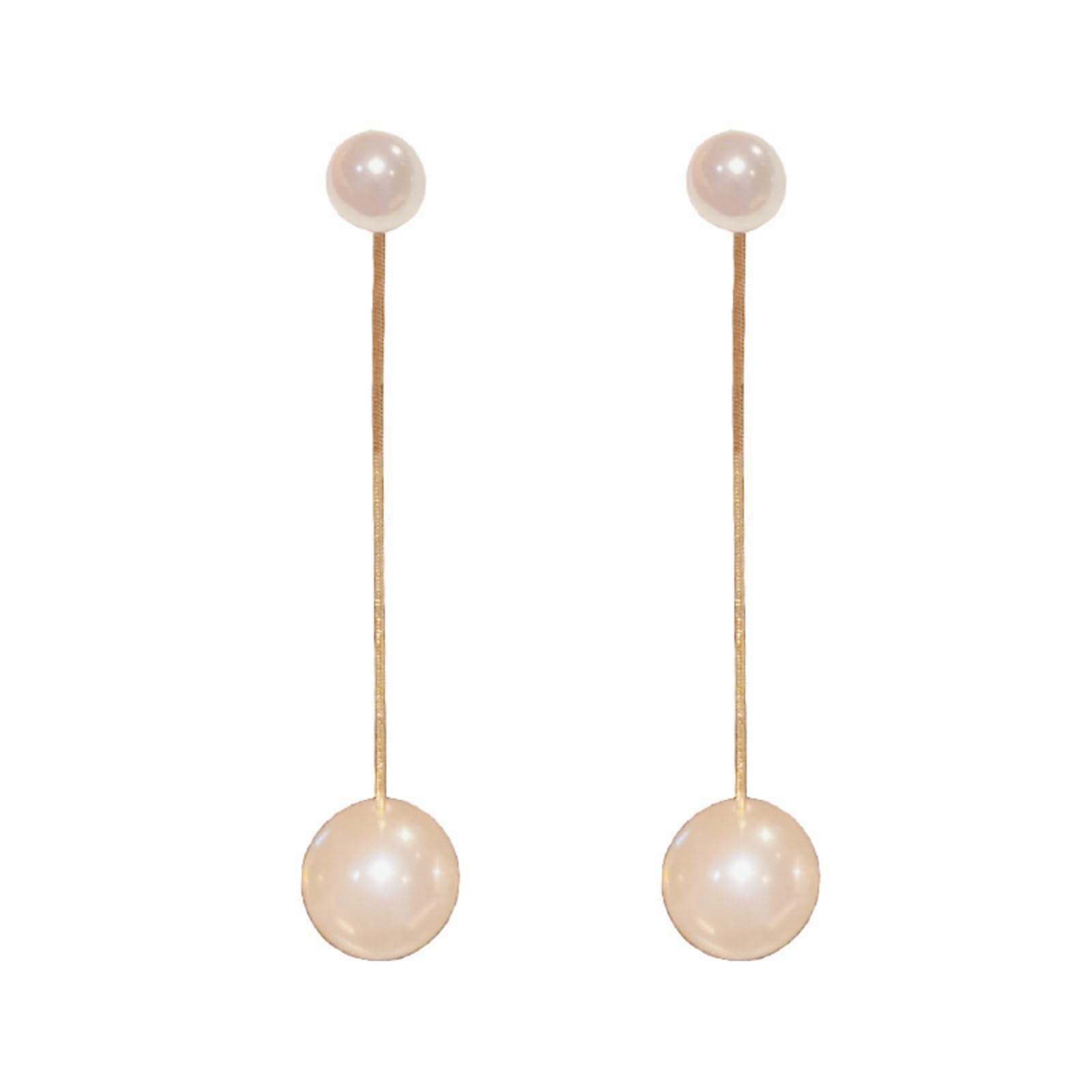 RoseJeopal Pendientes de perlas doradas para mujer, pendientes largos de borla de perlas doradas colgantes con cadena, perlas vintage colgantes de oro para boda, novia, mujer, niña, Plata de ley