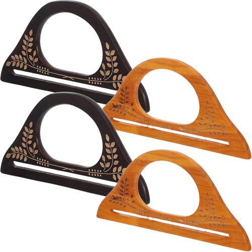 VINTORKY 4pcs Wooden Handles for Bags Purse Replacement Handles for
