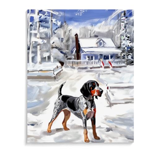 DIY Paint by Number for Adults Beginner Bluetick Coonhound Dog Paint by Number on Canvas DIY Oil Painting for Gift Home Wall Decor 16x20inch(40x50cm) Frameless