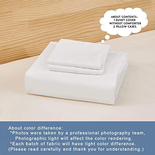 Dreaming Wapiti Duvet Cover Full,Washed Microfiber Full Size Duvet Cover Set,Solid Color - Soft and Breathable with Zipper Closure & Corner Ties (White,Full)
