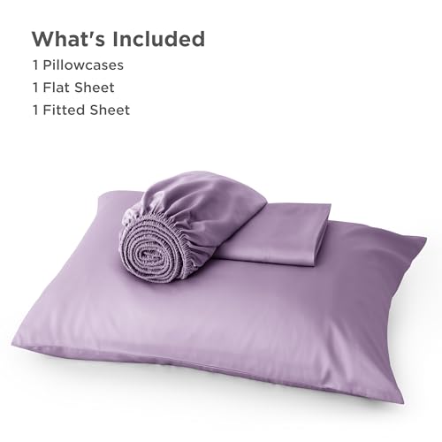 Image of Bedsure Cooling Sheets Twin, Rayon Derived from Bamboo, PureWoven, Breathable & Soft Twin Sheets Set, Deep Pocket Up to 16 Inches, Hotel Luxury Silky Bedding for Hot Sleepers, Lilac