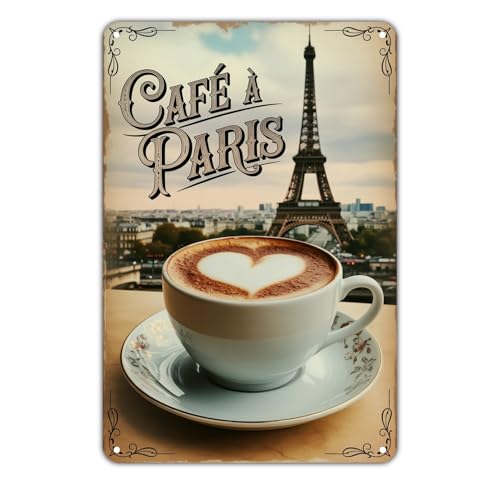 Cafe Paris Eiffel Tower Tin Sign 8x12 Wall Decor
