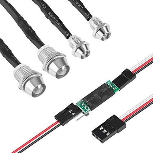 4pcs LED Light Headlights Taillight with RC Remote Electronic AUX Channel On/Off Switch Set for Traxxas HSP Tamiya Redcat RC4WD Axial SCX10, Universal for 1/10 Scale RC Car Truck Tank Crawler