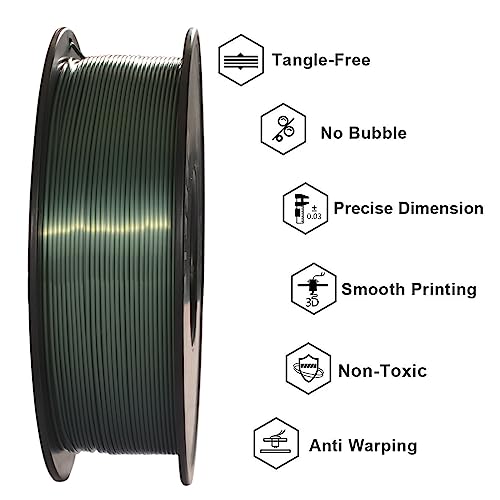 Image of Geeetech Silk PLA Filament 1.75mm for 3D Printer, Dark Green Metal-Like Shiny PLA Filament 1kg (2.2lbs) Spool, Dimensional Accuracy + /- 0.02 mm, Metallic Silk Bronze