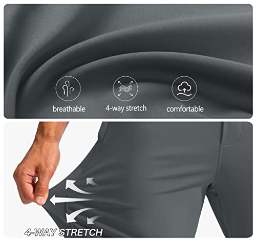 Pudolla Calça masculina de golfe elástica com bolsos com zíper slim fit trabalho casual calça jogger