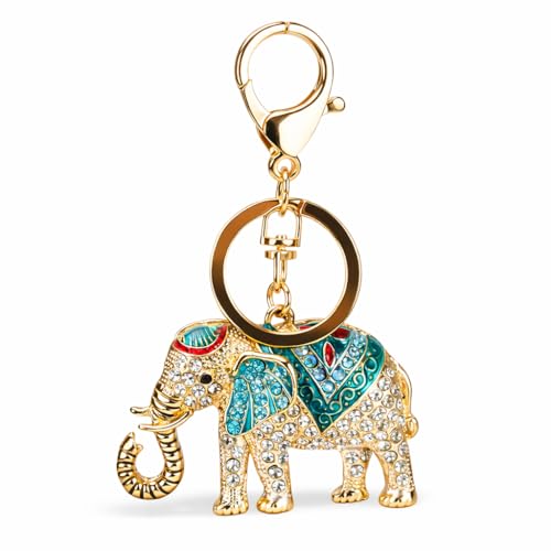 Colorful Rhinestone Plating Elephant Pendant Bling and Sparkly keychain Bag Pendant Gift for Woman...