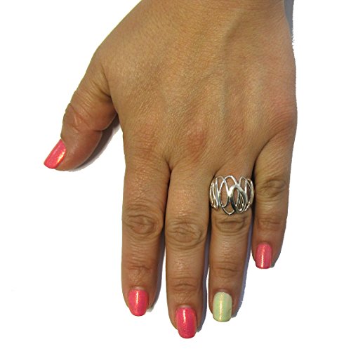 Bague en argent massif 925 Ellipses R001641 à taille ajustable - 4